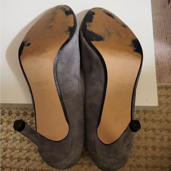 Zara Basic Collection Gray Suede 3.5" Stilleto Heel Pumps sz.10/41 - Picture 10 of 10